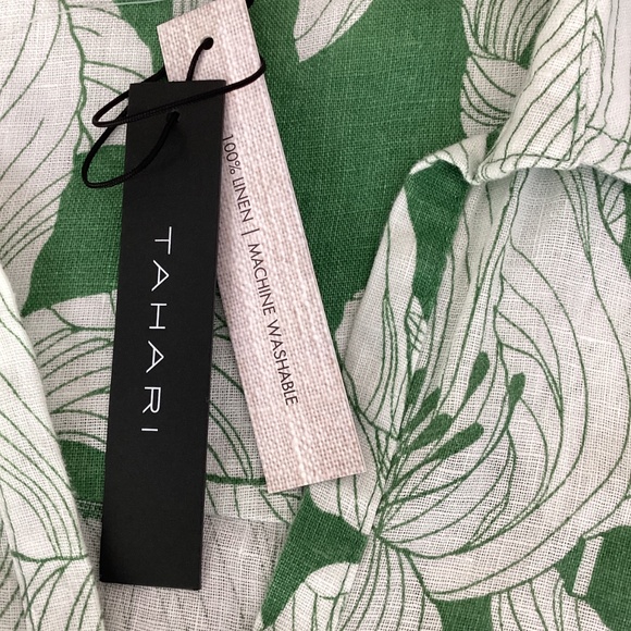 NWT Tahari linen green and white floral blouse size 1X - Picture 4 of 10
